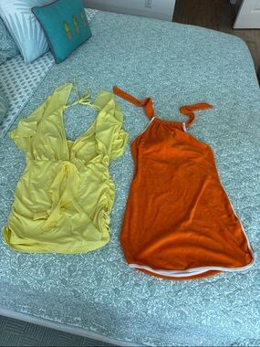 URBAN OUTFITTERS Orange Terry Halter Mini Dress Game Day Yellow SHEIN Mini Dress